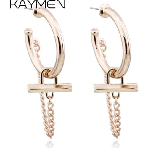 KAYMEN New Golden Cute Girls Cute Hoop Earrings Chains Statement Gift Fashion Earrings Jewelry Bijoux EA-03323