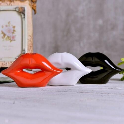 Nordic Creative Ceramic Lip Disposition Flowers Vase of Stay at Desktop modern decor flower vase home decoration