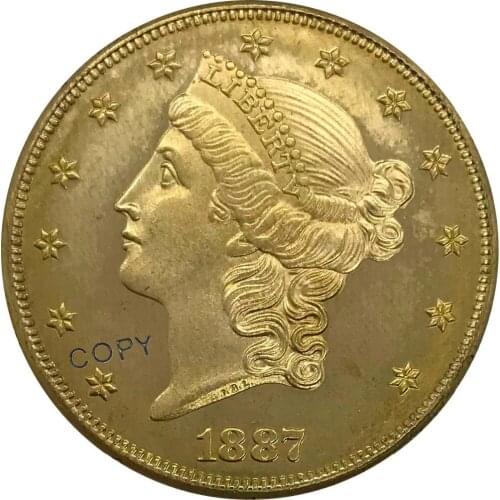 S 1887 United States 20 Twenty Dollars Liberty Head Double Eagle with motto Gold coin Brass Collectibles Copy Coin