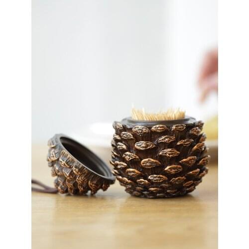 Toothpick box creative toothpick holder Home living room cotton swabs storage box with lid Cute simple portable toothpick bucket