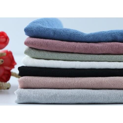 Micro Elastic Cotton Linen Fabric By The Meter Per for Fashion Skirt Dress Clothing Sewing Summer Thin Plain Stretch Textile
