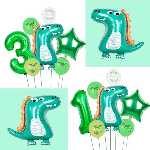 1set cute cartoon Dinosaur Foil Balloon Anniversary Happy Birthday Party Decorations Baby Shower Inflated Balloons Toy Balls
