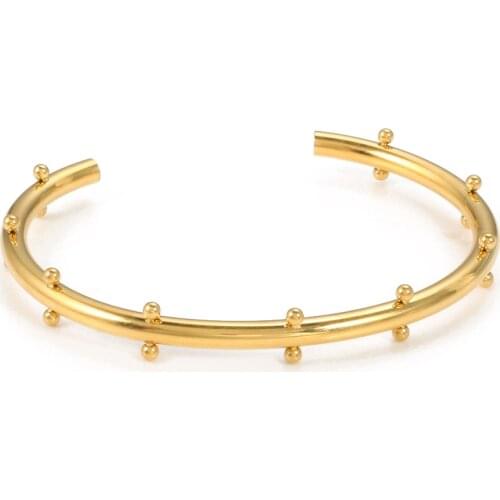 Fashion Stainless Steel Bangles For Women Men Bracelets With Mini Balls Gold Color Luxury Charm Jewelry Gifts