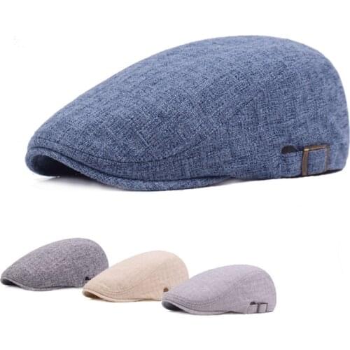 Men Berets Cap British Style 2020 Autumn Summer Linen Hats Fashion Flat Caps Classic Vintage Gatsby Beret Cap Chapeau Homme