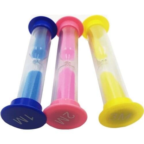 Set of 3 Sand Timer - Hourglass Sandglass Timer - Blue + Pink + Yellow, 1 Minute + 2 Minutes + 3 Minutes