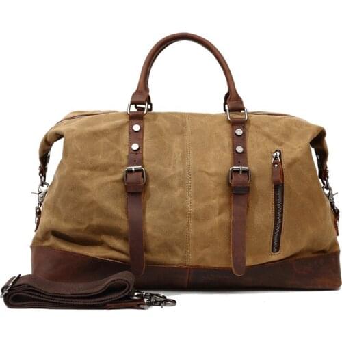 2020 New mens travel waterproof wear-resistant canvas oil wax cross body luggage bag outdoor large capacity luggage bag