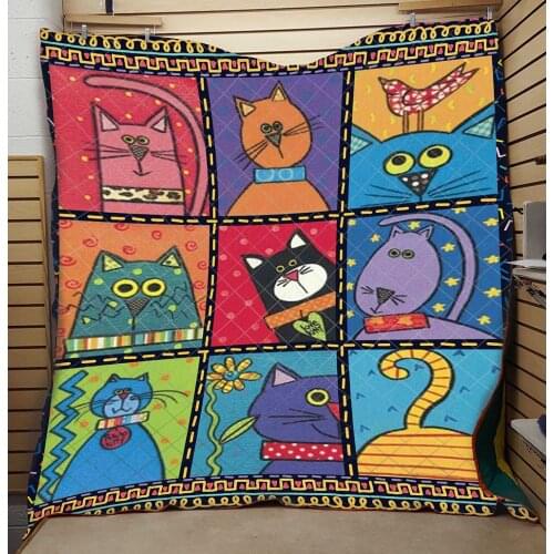 3D Printed Quilt Cute Cat Lovely Fashionable Kids School Adults Bed Summer Cool Quilt Creative Hot Sales Dropshipping
