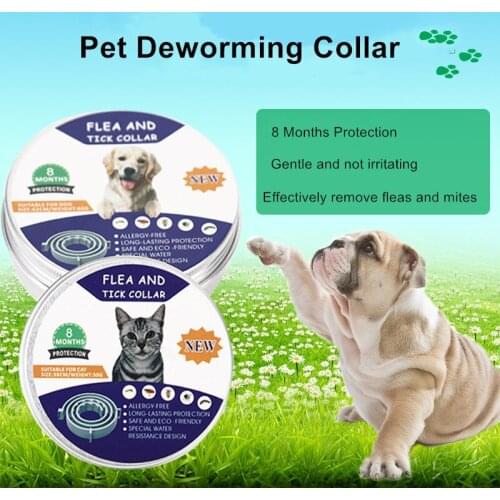 Cat Dog Collar Anti Flea Ticks Mosquitoes Outdoor Protective Adjustable Pet Collars 8 Months Long-term Protection