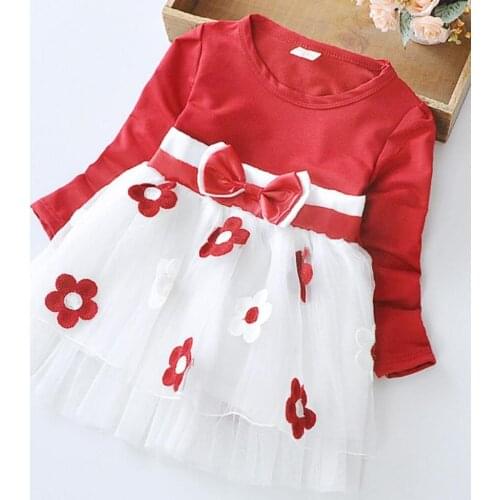 0-3 Years Toddler Girl Dress Baby Girl Clothes Flower Long Sleeve Tulle Princess Dress Outfits Newborn Infant Baby Clothing