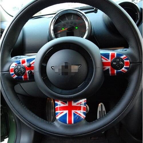 Red Union Jack UK Flag Car Interior Steering Wheel Trim Fit MINI Coope R56 R57 R58 R59 Cars Accesiores
