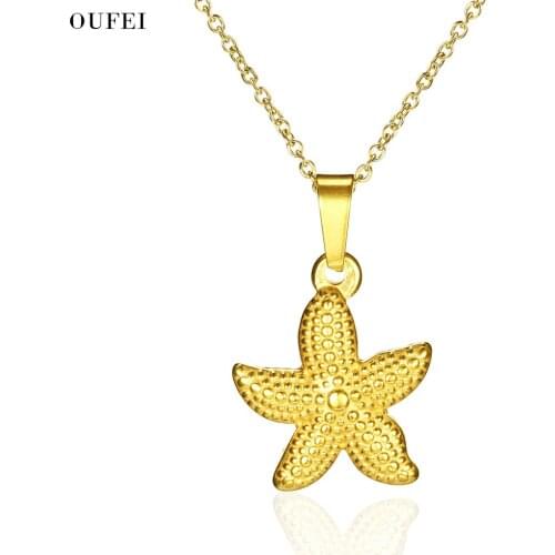 OUFEI Starfish Necklace Stainless Steel Jewelry Fashion Necklace Accessories 2019 Chain Necklace Wholesale Lots Bulk
