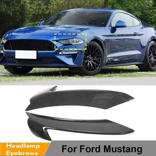 Front Head Lamp Eyelids Eyebrows Trims for Ford Mustang 2018 - 2020 Carbon Fiber Car Front Bumper Headlight Down Trims Covers