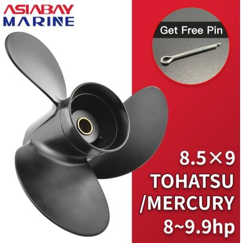 Outboard Propeller 8.5 x 9 For Tohatsu/Mercury 8-9.8HP Engine 12 Spline Tooth Aluminum Alloy 3 Blade Propeller 8.5*9 3B2W64517-1