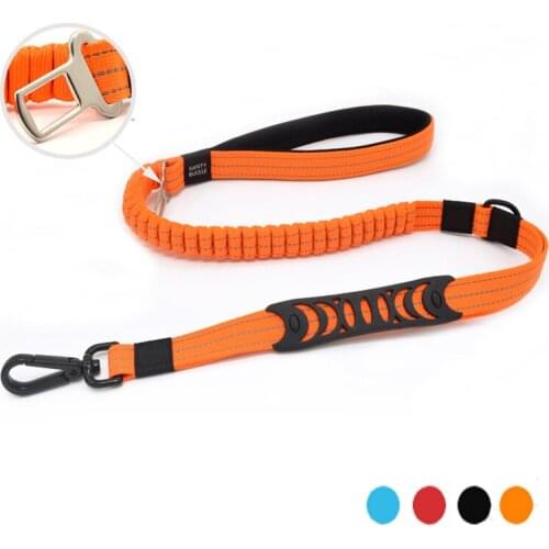 Dog Leash Car Seat Belt Nylon Pet Products Correa Perro Reflective Lead Pet-products Leashes Elastic Traction for Large Dogs