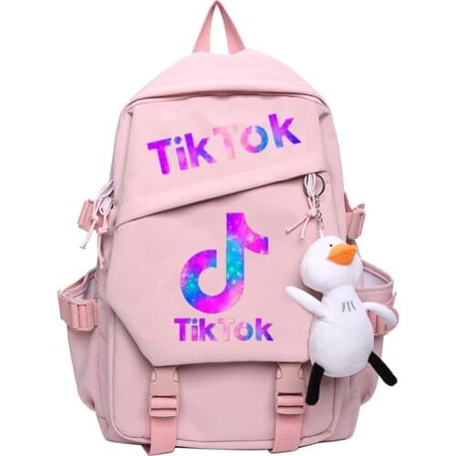 TIK TOK Backpack Waterproof Nylon Women School Bags Capacity Solid Color Women Schoolbag Men Insert Buckle Laptop Backpacks