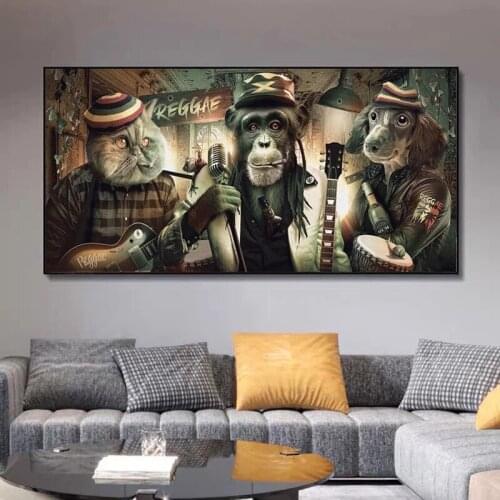 Modern Abstract Smoke Glasses Music Hip Hop Monkey Posters and Prints Canvas Painting Print Wall Art for Living Room Home Decor