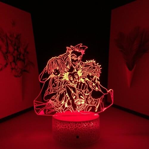 Anime Hunter X Hunter Killua HxH Group LED Light for Kids Gift Bedroom Decor Night Light Manga Room Acrylic Neon 3D Lamp