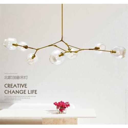 LED light modern minimalist pendant light creative personality living room restaurant branch lamp glass pendant lamp