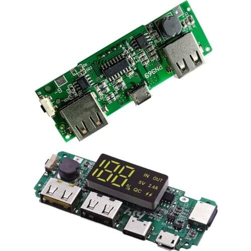 LED Dual USB5V 2.4A 2A 1A Micro/Type-C/USB Input Power Bank 18650 Battery Charger Board Module with Display Screen