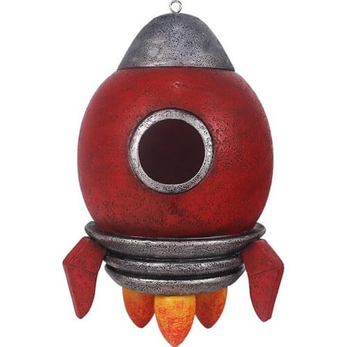 Rocket Hand-Painted Bird House Outdoor Bird Hut Waterproof Birdhouses for Outdoors Hanging Garden Birdhouse TN88