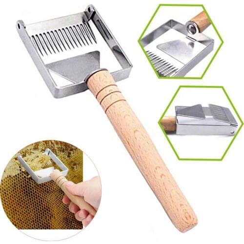 1PCS Professional Honey Fork Uncapping Forks Scraper Cutter Cutting Wooden Handle Beekeeper Apiary Stainless Steel Bees Tools