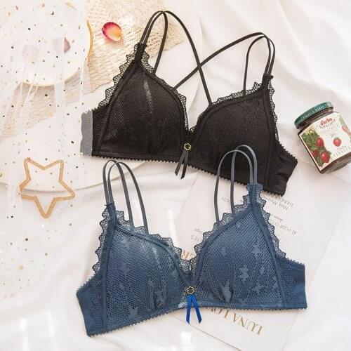 Roseheart Women Fashion Red Blue Sexy Lingerie Set Wireless Cotton Panties Push Up Underwear Lace Bra Sets A B Kawaii Lingerie
