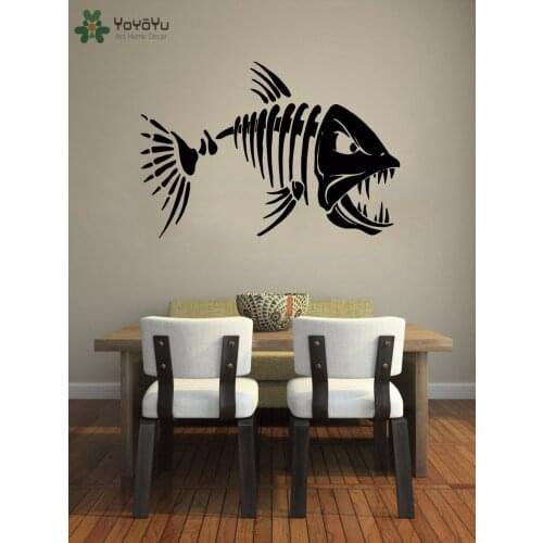 YOYOYU Wall Decal Skeleton Fish Pattern Wall Stickers Kitchen Wallpaper Fashion Modern Design Fishing Vinyl Home Decor DIY SY924