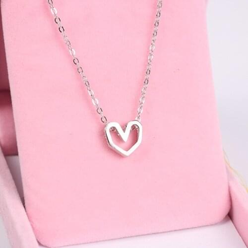Korean New Silver Color Love Heart Choker Necklaces For Women Long Chains Statement Jewelry kolye collares Bijoux Femme