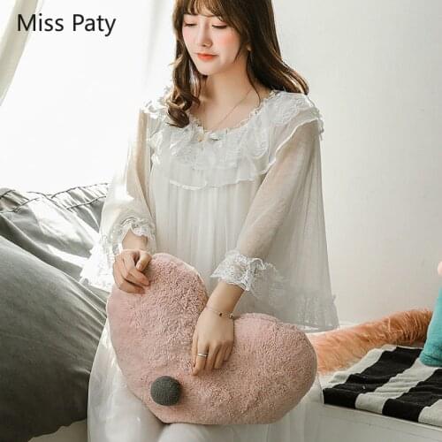 Womens shirt sweet princess lovely night wear sleeping dress sleepwear long nightgown lace flower fairy home clothes for women