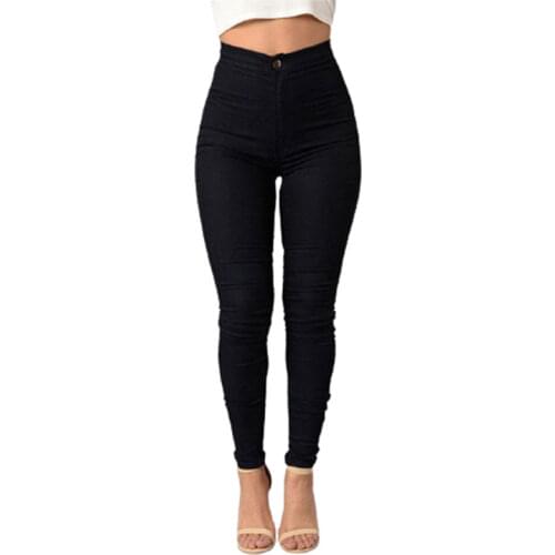 Womens Pants Autumn High Waist Stretch Pencil Pants 2021 Solid Skinny Long Jeans