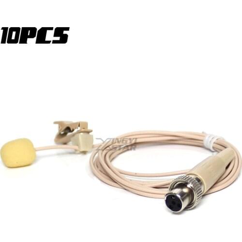 10PCS Mini XLR 4 Pin TA4F Lock Collar Mic Lapel Lavalier Microphone For MIPRO Wireless Transmitter ACT 848 2414 2401 2412 28T 52