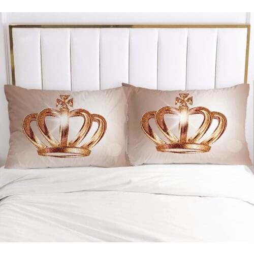 100% Polyester Fiber Pillowcase Pink Crown pillow case Bedding cover envelope custom Pillow Case Cover 45x45 50x70 70x70