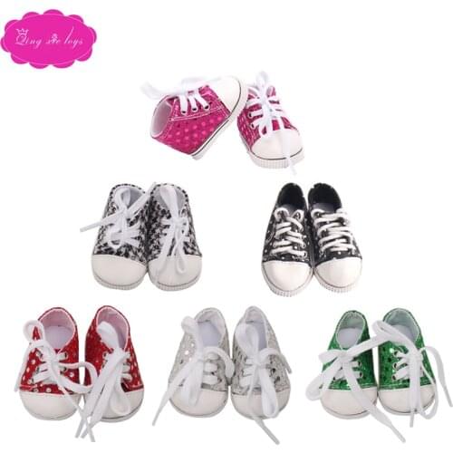 18 inch Girls doll shoes fashion canvas shoes sneakers American newborn Baby toys fit 43 cm baby dolls s46-s214