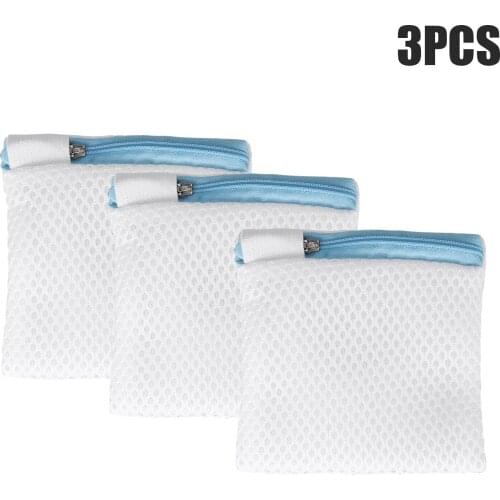3pc Zipper Mesh Laundry Bag Polyester Laundry Wash Bags Coarse Net Laundry Basket Laundry Bags for Washing Machines Mesh Bra Bag