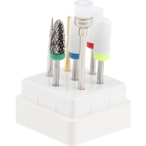 7x Nail Drill Bits Polishing Gel-Removal Pedicure Manicure Rotary Burr Tool