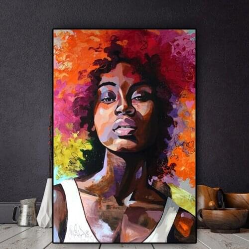 Abstract African Girl Canvas Painting Sexy Women Posters and Prints Wall Graffiti Art Picture for Living Room Home Decor Cuadros