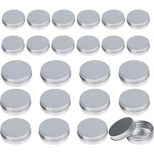 Aluminum Tin Jars,24 Pcs(1oz 30ml + 2oz 60ml) Aluminum Cosmetic Containers Round Cans with Screw Cap Lid for DIY Crafts,Cosmetic