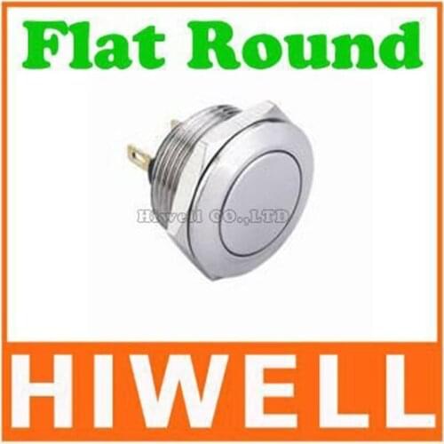 19mm anti vandal push button switch flat round pin