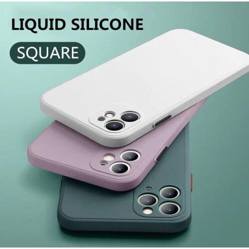 Luxury Original Square Liquid Silicone Full Protection Soft Case For iPhone 12 11 Pro X XR XS Max 7 8 Plus SE2020 Cases Cover