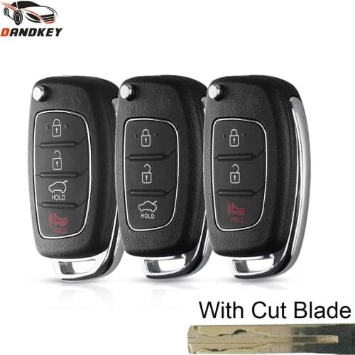 Dandkey With Cut Blade 3/4 Buttons Replacement Flip Remote Car Key Shell For Hyundai HB20 SANTA FE IX35 IX45 Accent I40 Key Case