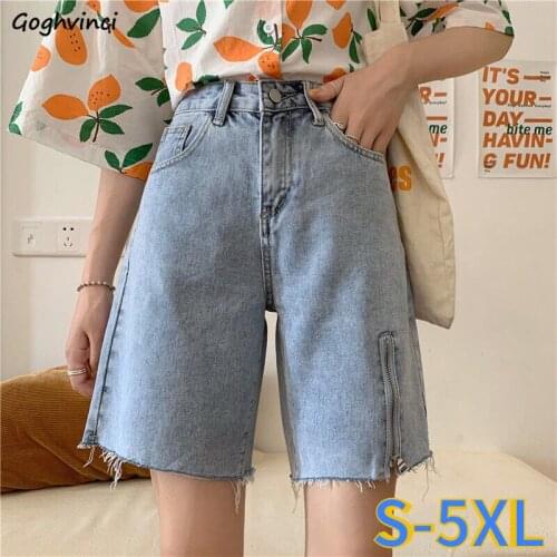 Women Denim Shorts Solid Zipper Design Fur-lined Chic Vintage Distressed High Waist Bf Style Harajuku Streetwear All-match S-5XL