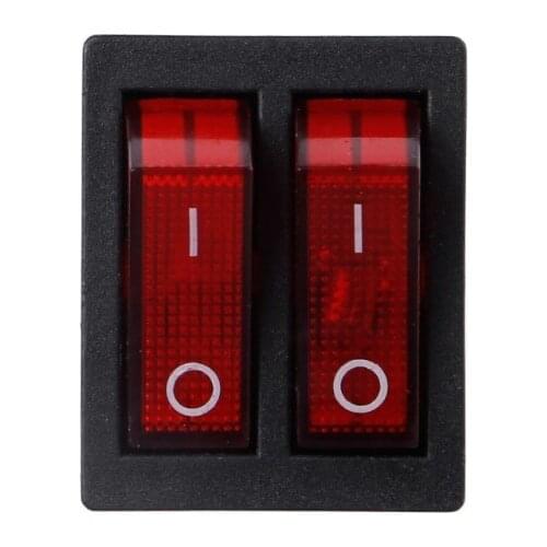 Dual Boat Rocker Switch 6 Pin On-Off With Green Red Light 20A 125V AC