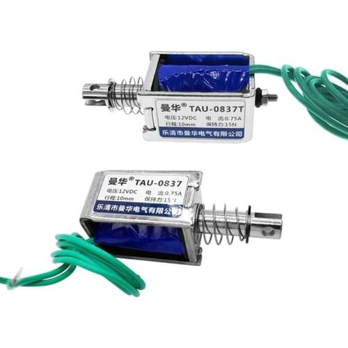 DC 12V electric magnet TAU-0837T 24V frame electromagnet TAU-0837 push&pull Type Stroke 10mm Max Force 2kg