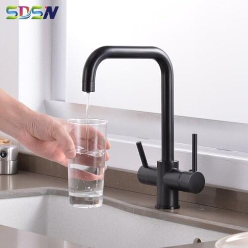 Filter Kitchen Faucet SDSN Solid Brass Kitchen Sink Mixer Tap Filtered Kitchen Sink Faucets Dual Handle Purified Water Faucets