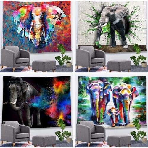 India Mandala Elephant Wall Tapestry Home Room Decoration Art Aesthetic Wall Hanging Tapestry Psychedelic Small Wall Carpet