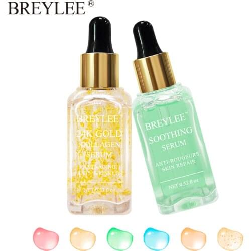 BREYLEE 24k Gold Serum Collagen 2pcs Lifting Firming Face Skin Care Collagen Whitening Anti-aging Wrinkle Moisturizing Essence