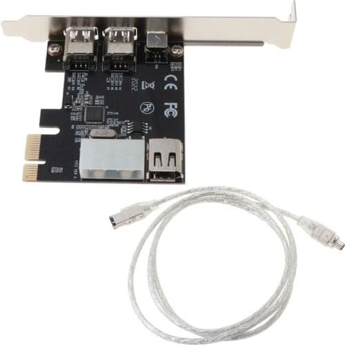 PCI-e 1X IEEE 1394A 4 Port(3+1) Firewire Card Adapter 6-4 Pin Cable For Desktop PC