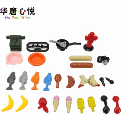 Compatible for Locking MOC Bricks The Kitchen Fruit Fish Pot 30Pcs Building Blocks Bricks Toys for Children DIY Block Parts Gift