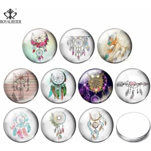 Dream Catcher Glass Pattern 10pcs/lot 12mm/16mm/18mm/25mm/30mm Round Photo Glass Cabochon Demo Flat Back Making Findings GP0033