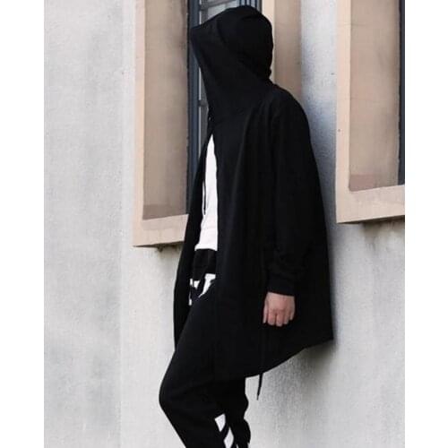 Korean version of autumn and winter menswear long Cardigan Hoodie Long Sleeve Jacket High Street Goth wizard costume large dar